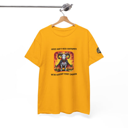 Aries Halloween Heavy Cotton Tee - Perfect for Men, Everyday Wear, Halloween Costume Alternative, Aries Gift