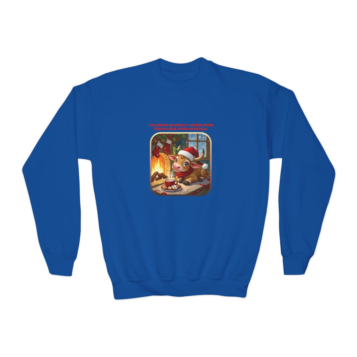 Taurus Christmas-Themed Youth Crewneck Pullover Sweatshirt