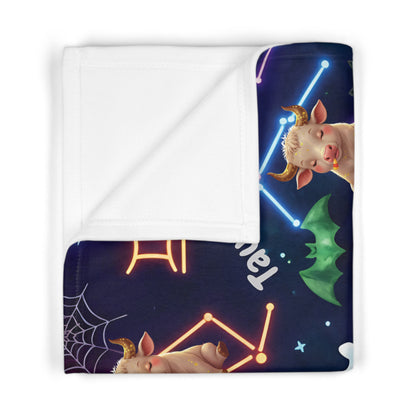 Taurus Astrology Halloween-Themed Baby Blanket, Cozy Fleece Taurus Astrology Blanket, Nursery Decor, Baby Shower Gift, Taurus Baby Gift