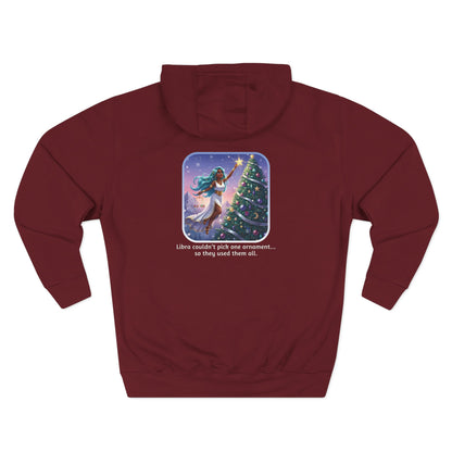 Libra Christmas-Themed Three Panel Fleece Hoodie for Her