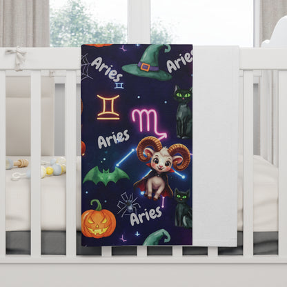 Aries Astrology Halloween-Themed Baby Blanket