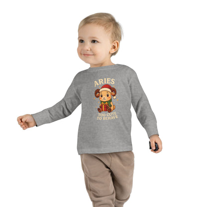 Aries Christmas-Themed Toddler Long Sleeve Tee