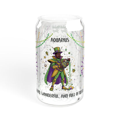 Aquarius Sipper Glass 16oz – Mardi Gras Design