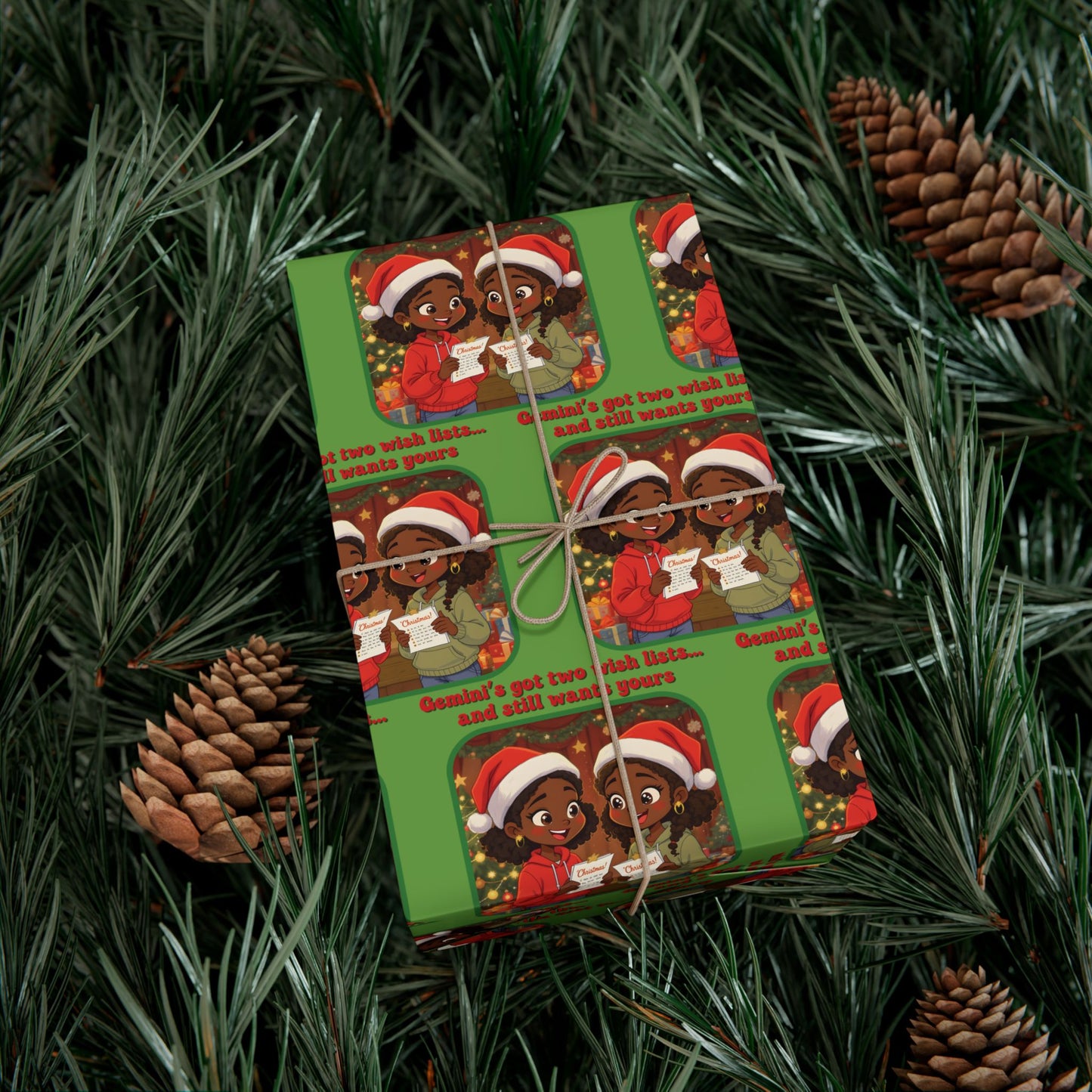 Gemini African-American Female Holiday Gift Wrap