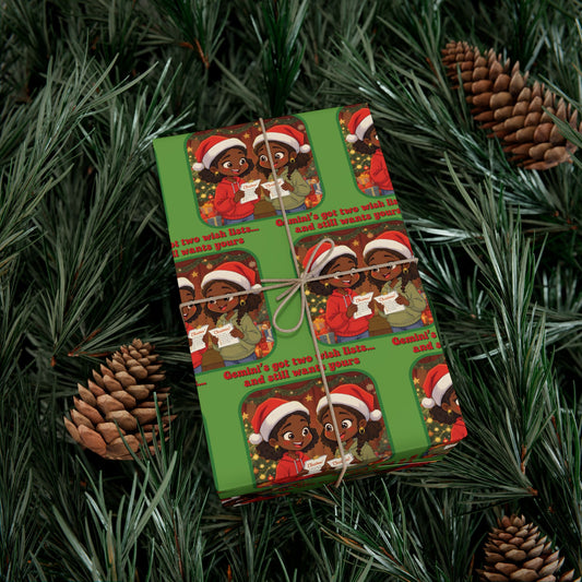 Gemini African-American Female Holiday Gift Wrap