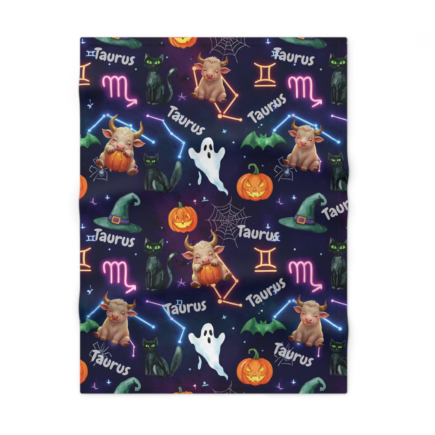 Taurus Astrology Halloween-Themed Baby Blanket, Cozy Fleece Taurus Astrology Blanket, Nursery Decor, Baby Shower Gift, Taurus Baby Gift