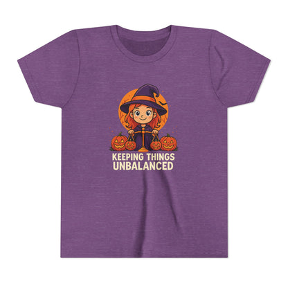Libra Halloween Themed Youth Tee, Libra "Keeping Things Unbalanced" Design, Kids Halloween Shirt, Trick or Treat T-Shirt, Libra Zodiac Gift