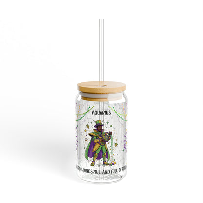 Aquarius Sipper Glass 16oz – Mardi Gras Design