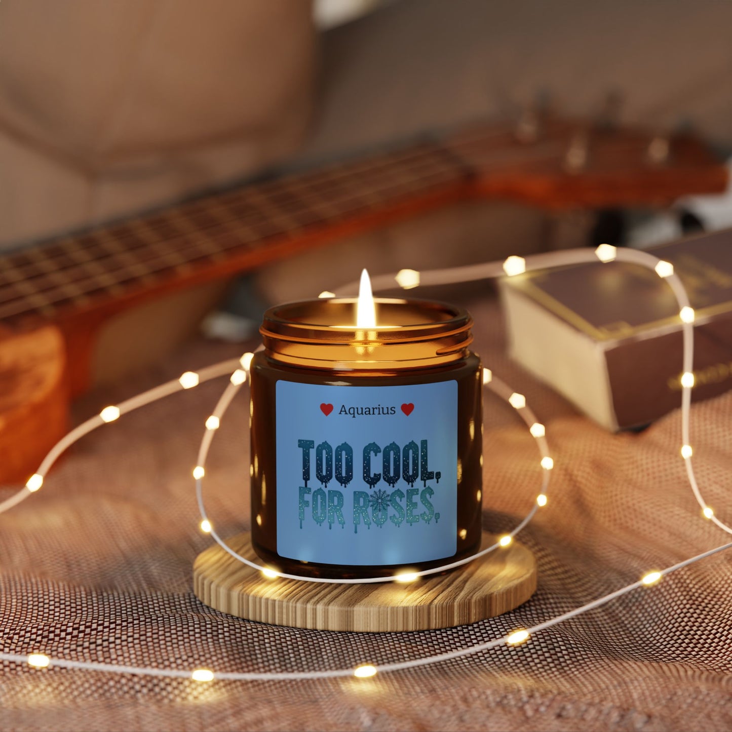 Aquarius 'Too Cool for Roses' Scented Soy Candle — Amber Jar