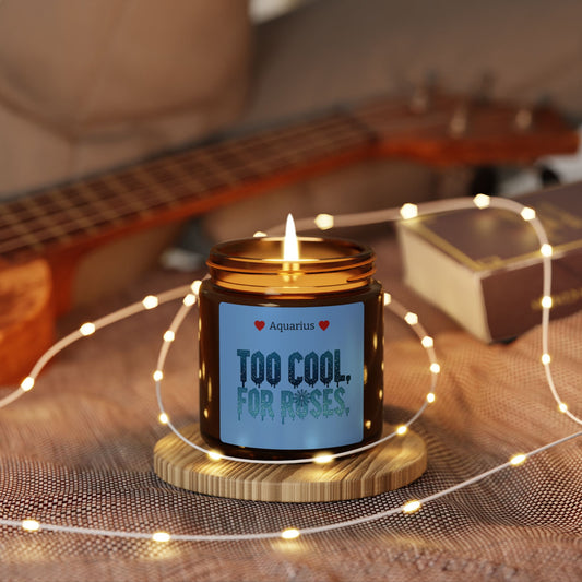 Aquarius 'Too Cool for Roses' Scented Soy Candle — Amber Jar
