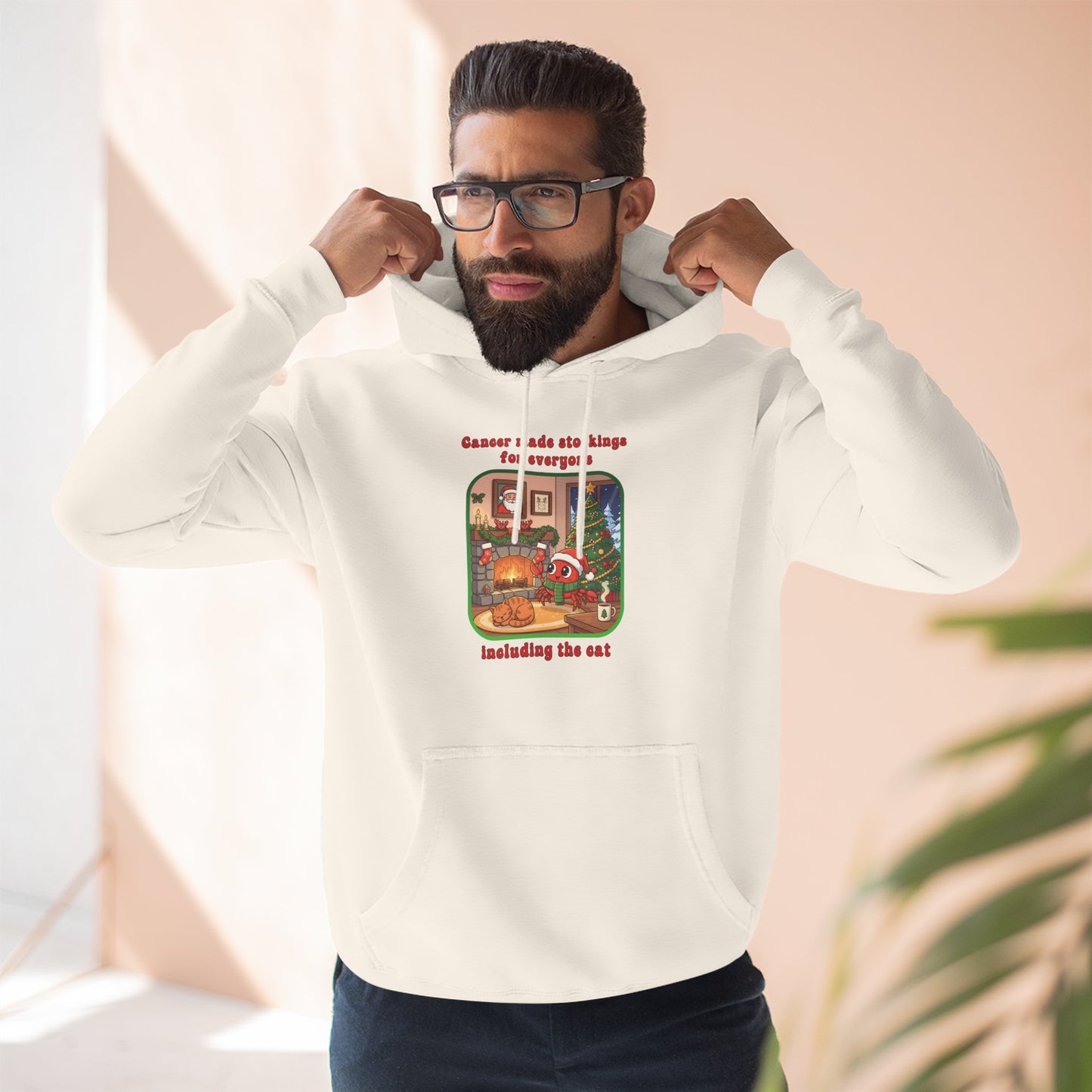 Cancer Christmas-Themed Three Panel Fleece Hoodie