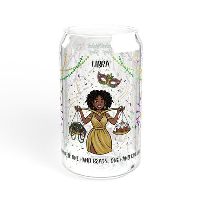 Libra Sipper Glass 16oz - Mardi Gras Design
