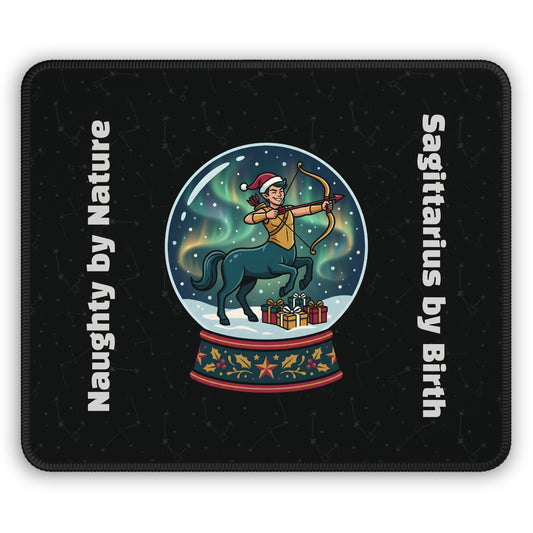 Sagittarius Gaming Mouse Pad — Holiday Snowglobe Design