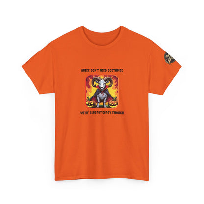 Aries Halloween Heavy Cotton Tee - Perfect for Men, Everyday Wear, Halloween Costume Alternative, Aries Gift