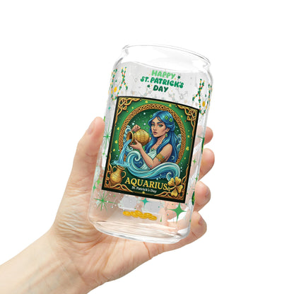 Aquarius Sipper Glass 16oz – St. Patrick's Day Design