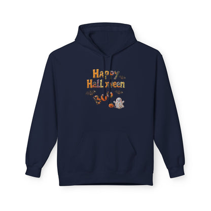 Halloween Boo Patchwork Fleece Hoodie, Unisex Sweatshirt