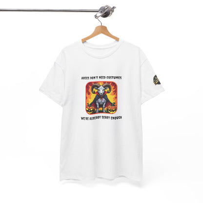 Aries Halloween Heavy Cotton Tee - Perfect for Men, Everyday Wear, Halloween Costume Alternative, Aries Gift