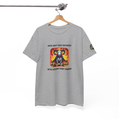 Aries Halloween Heavy Cotton Tee - Perfect for Men, Everyday Wear, Halloween Costume Alternative, Aries Gift