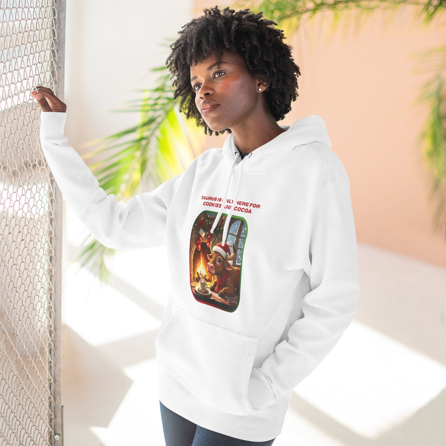 Taurus Christmas-Themed Three Panel Fleece Hoodie for Her