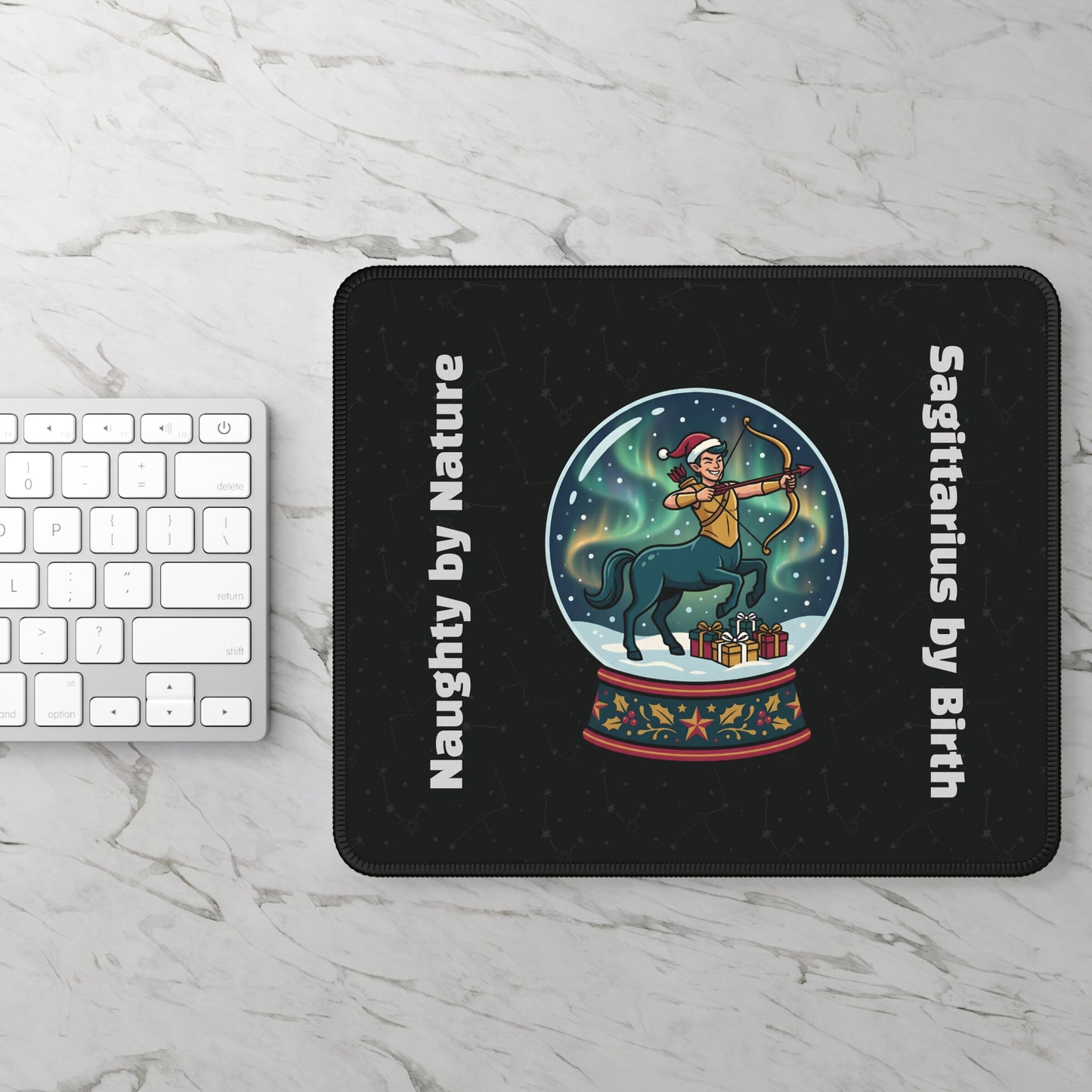 Sagittarius Gaming Mouse Pad — Holiday Snowglobe Design