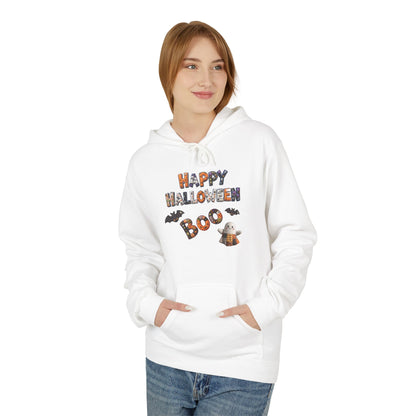 Halloween Boo Patchwork Fleece Hoodie, Unisex Sweatshirt