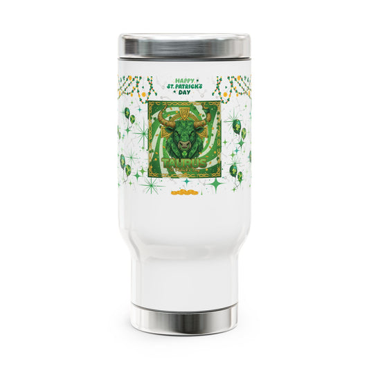 Taurus Stainless Steel 14oz Travel Mug - St. Patrick's Day Design