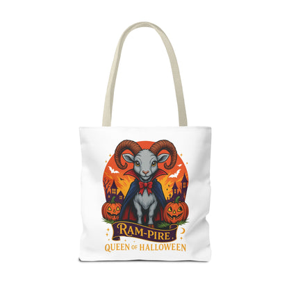 Aries Halloween Ram-Pire Queen Tote Bag, Spooky Aries Tote, Halloween Party Accessory, Gift for Aries,  Halloween Decor