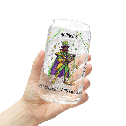 Aquarius Sipper Glass 16oz – Mardi Gras Design