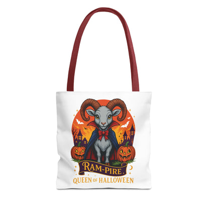 Aries Halloween Ram-Pire Queen Tote Bag, Spooky Aries Tote, Halloween Party Accessory, Gift for Aries,  Halloween Decor