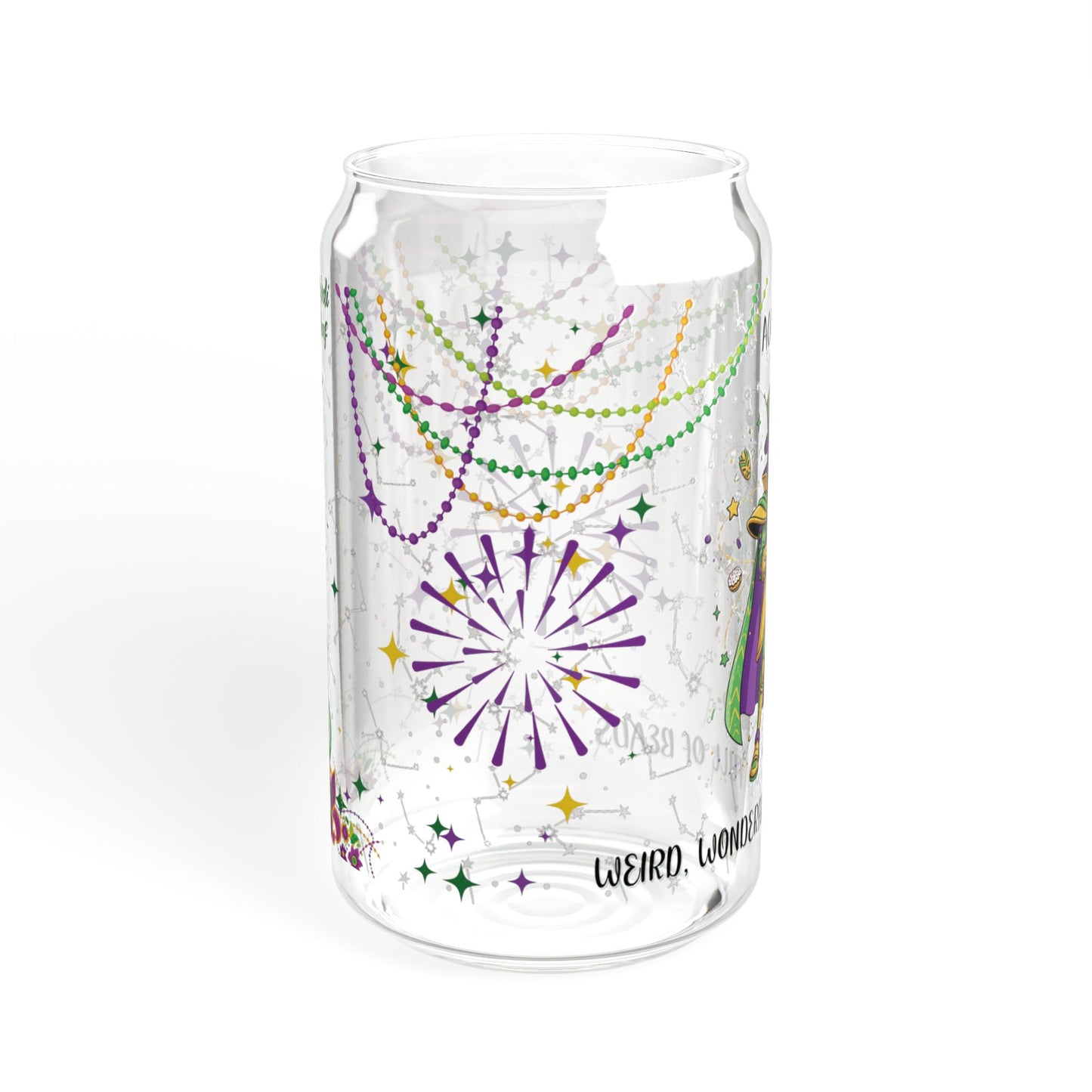 Aquarius Sipper Glass 16oz – Mardi Gras Design