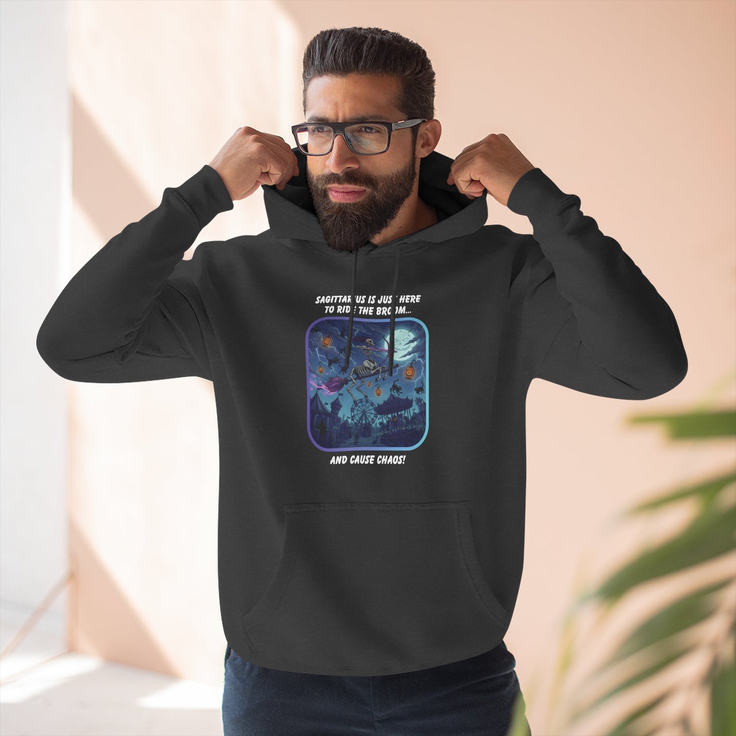 Sagittarius Halloween Themed Fleece Hoodie