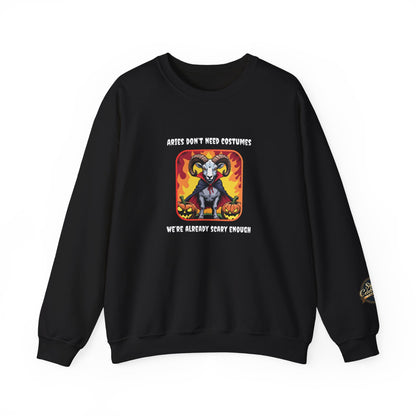 Halloween Aries-Inspired Crewneck Sweatshirt for Men - Perfect for Spooky Season, Aries Gift , Zodiac Gifts, Comfortable Style