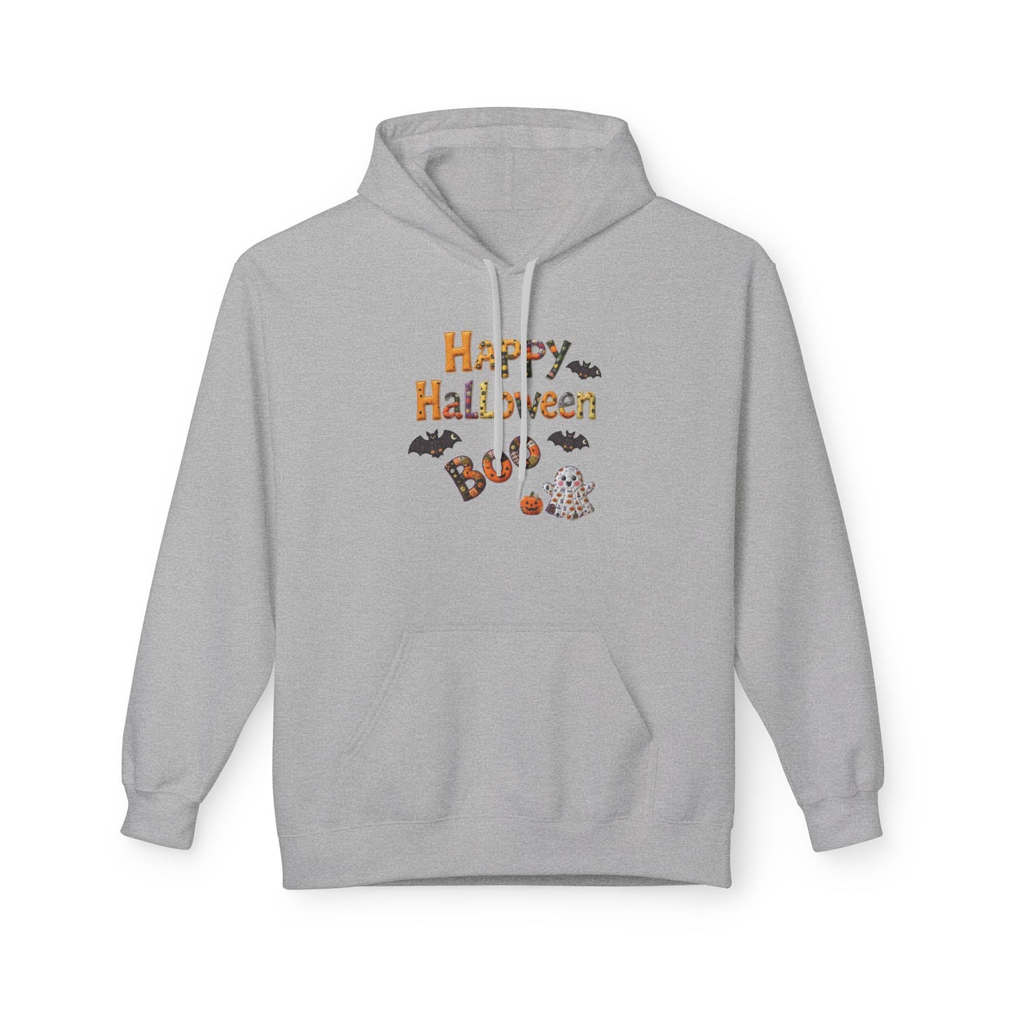 Halloween Boo Patchwork Fleece Hoodie, Unisex Sweatshirt