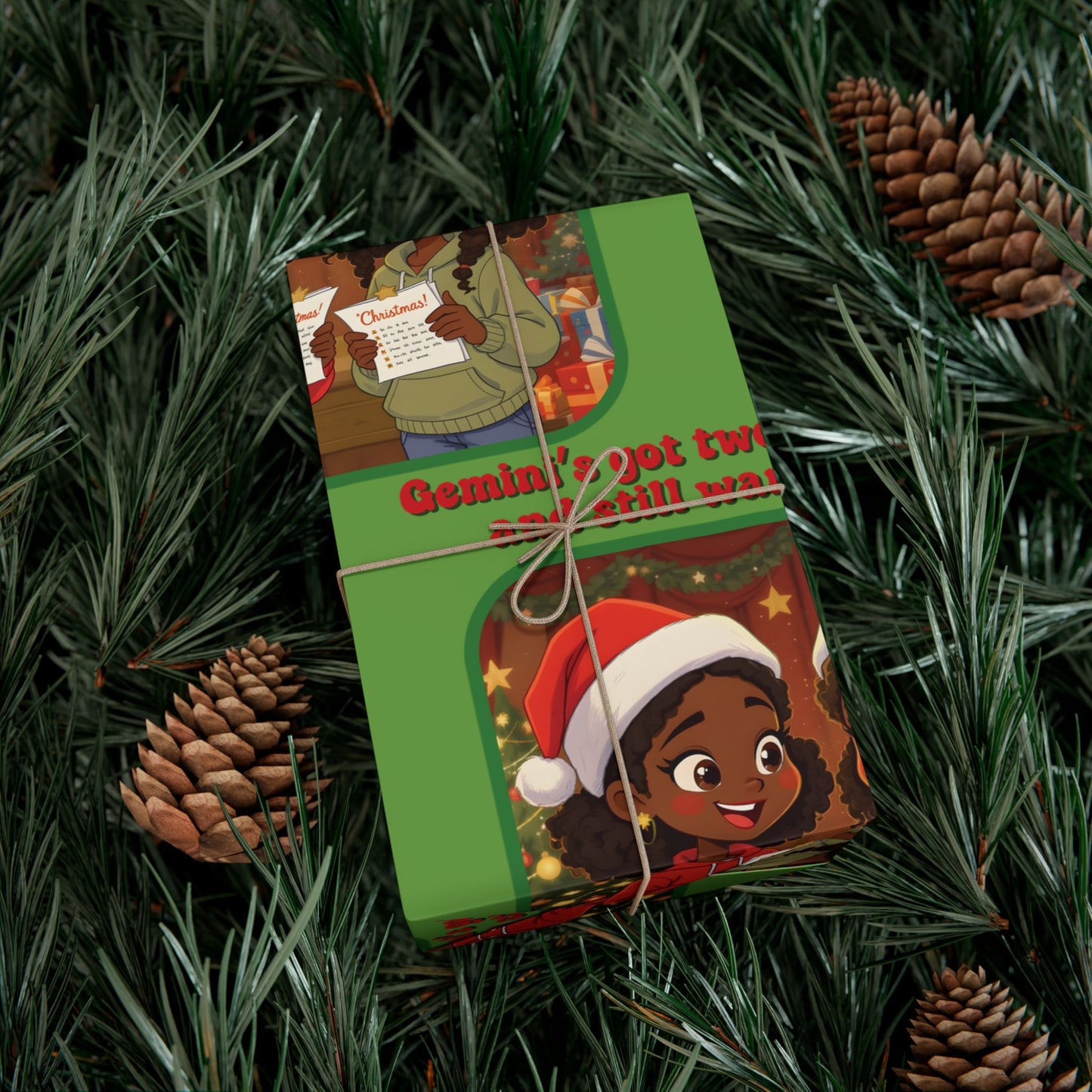 Gemini African-American Female Holiday Gift Wrap