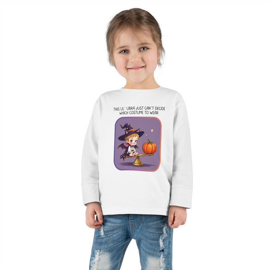Halloween-themed Libra Long Sleeve Tee - Libra Fashion for Kids, Spooky Season Outfit, Boo-tiful Gift, Trick or Treat Shirt, Zodiac Gift