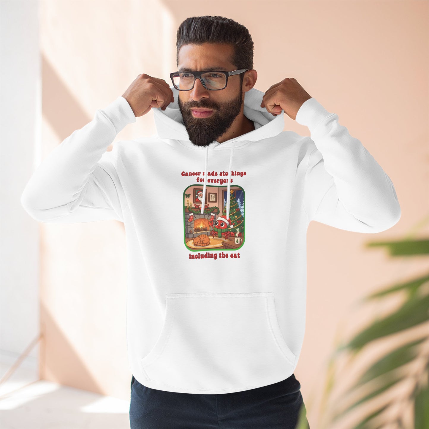 Cancer Christmas-Themed Three Panel Fleece Hoodie