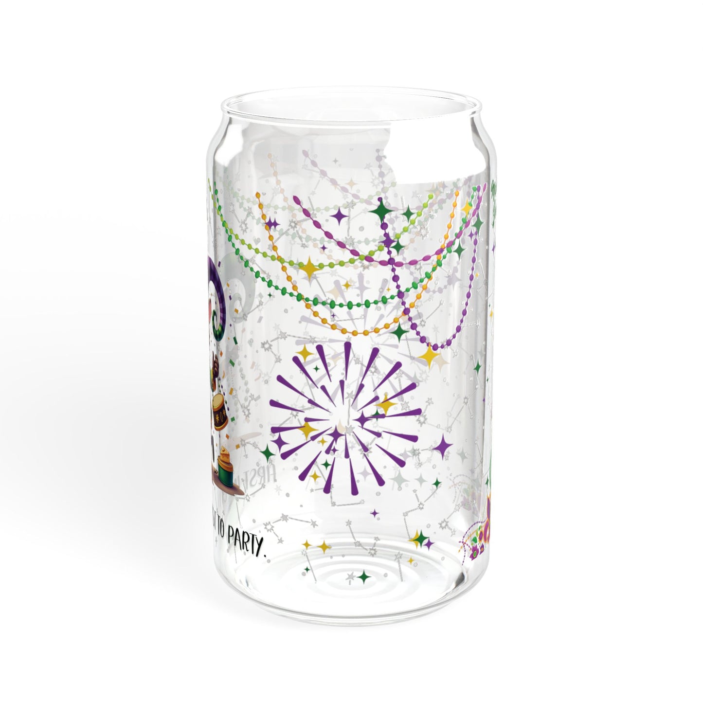 Aries Sipper Glass 16oz – Mardi Gras Design