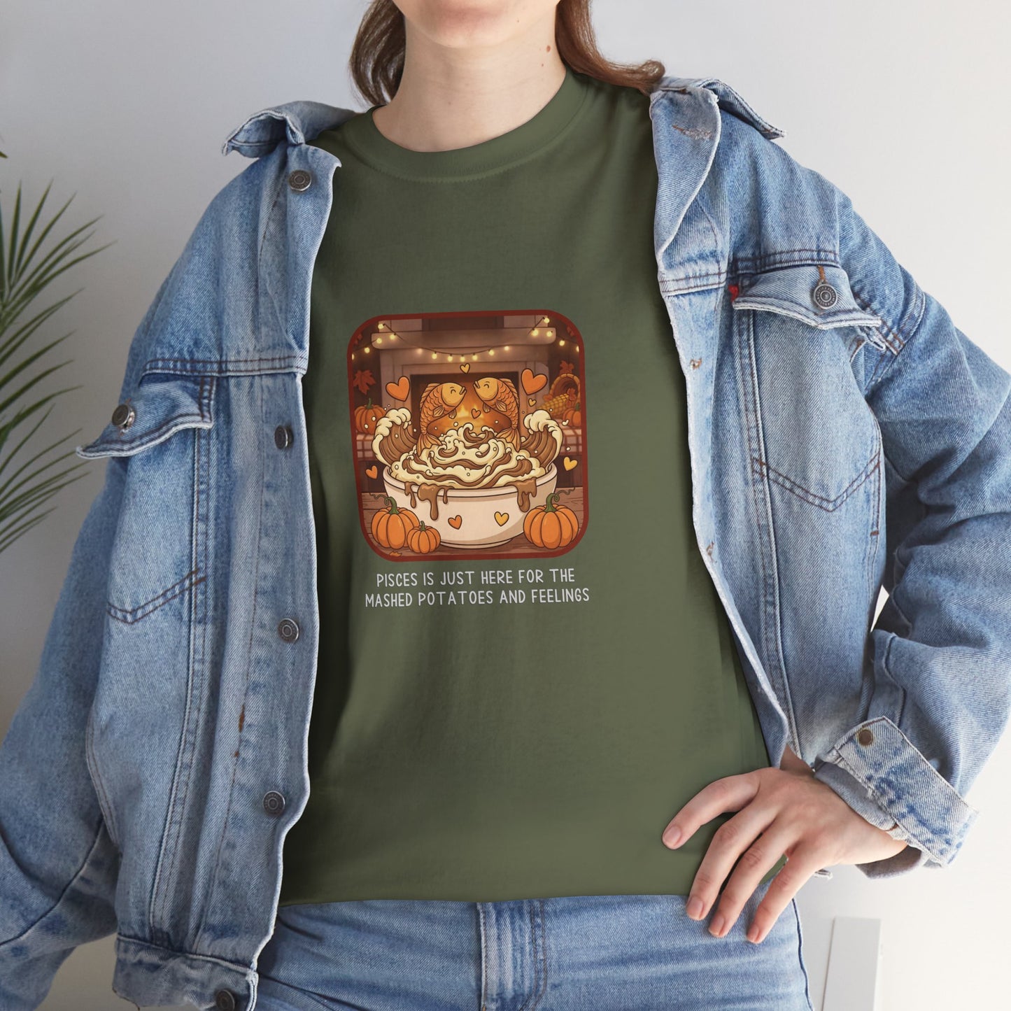 Pisces Thanksgiving-Themed Unisex Heavy Cotton Tee