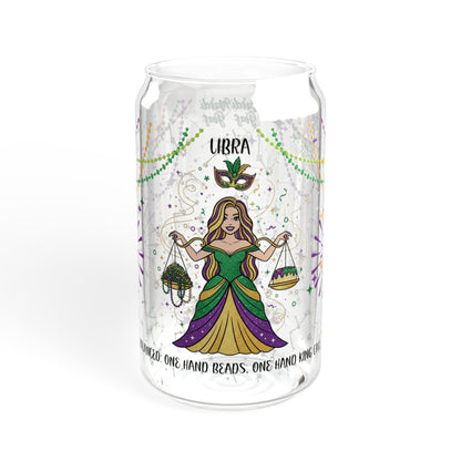 Libra Sipper Glass 16oz — Mardi Gras Design