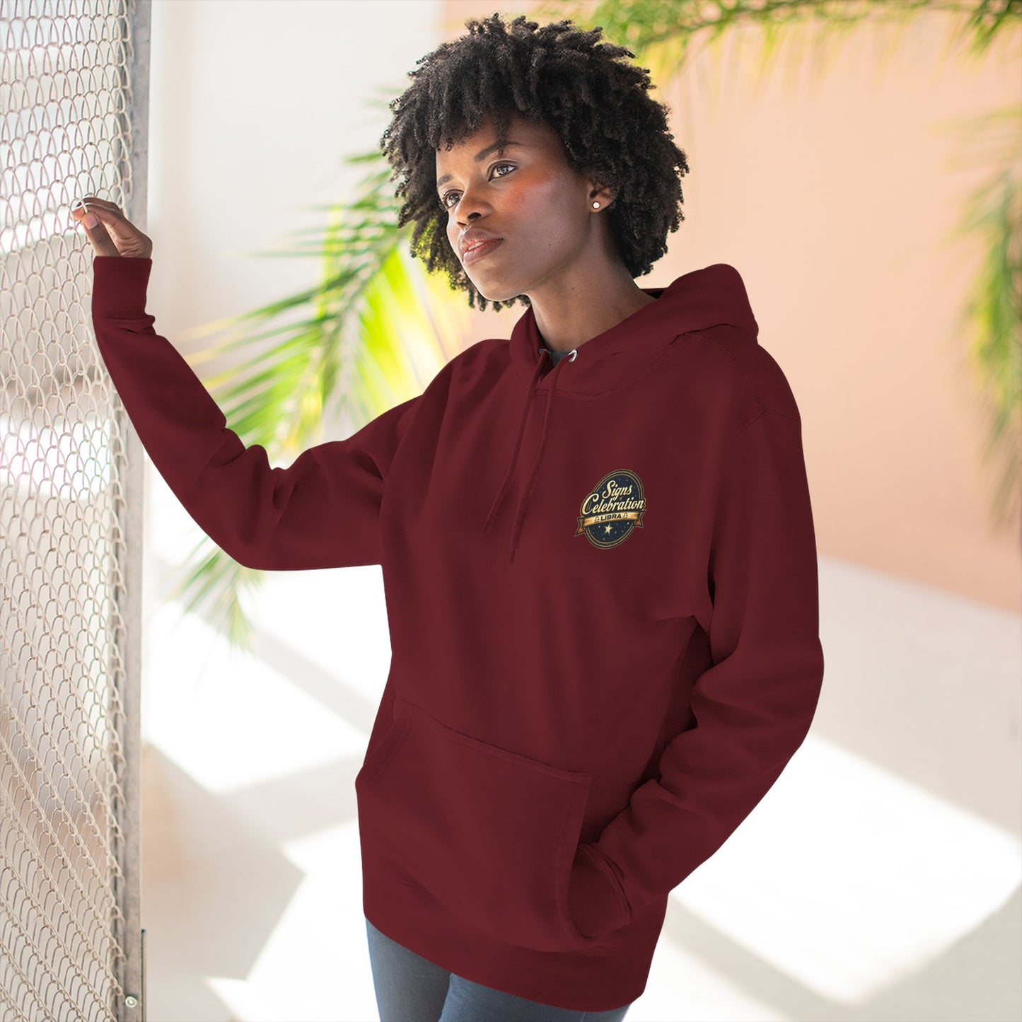 Libra Christmas-Themed Three Panel Fleece Hoodie for Her