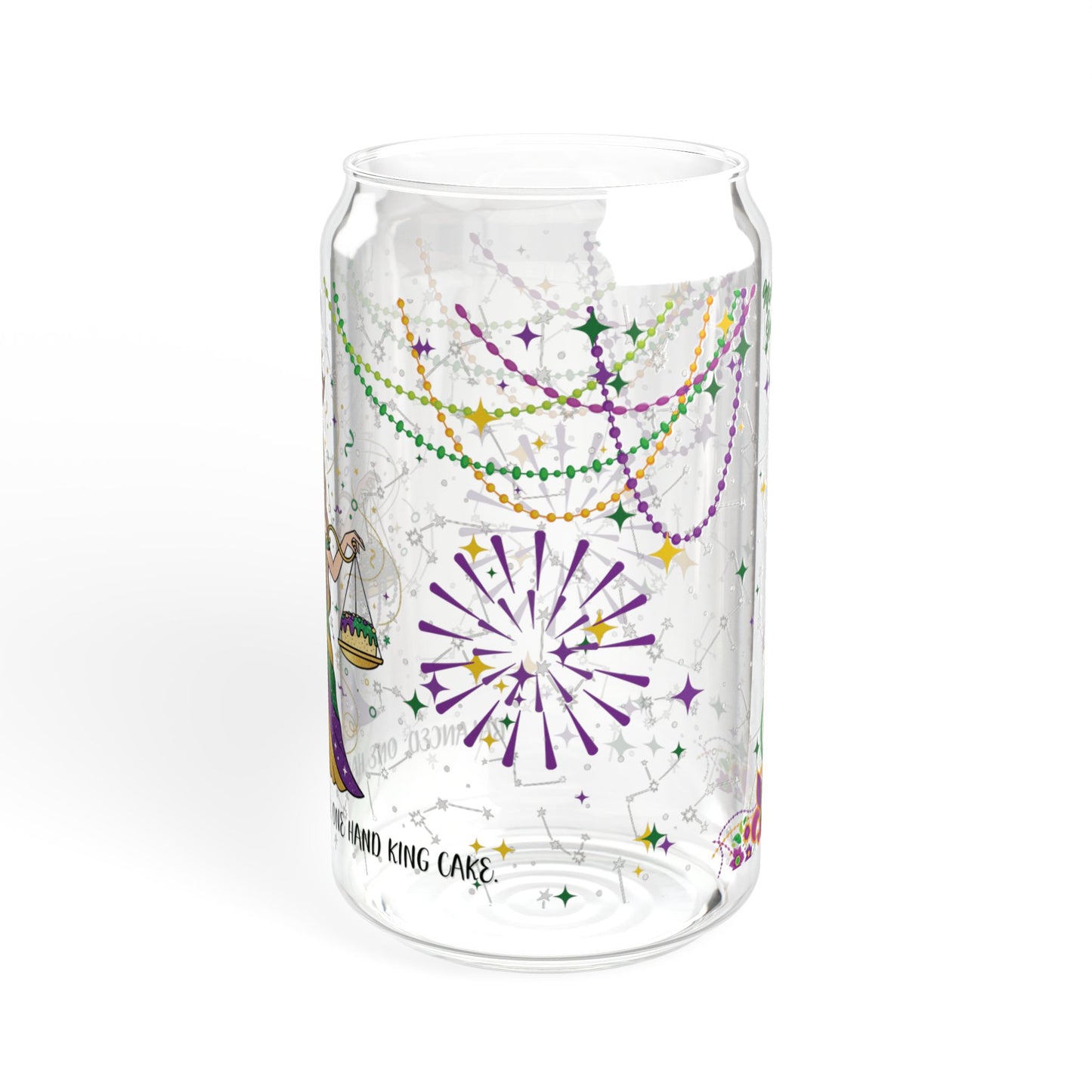 Libra Sipper Glass 16oz — Mardi Gras Design