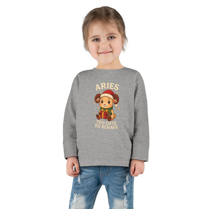 Aries Christmas-Themed Toddler Long Sleeve Tee