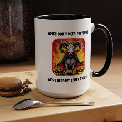 Funny Aries Coffee Mug, Halloween Gift, Scary Aries Mug, Zodiac Sign Mug, Unique Coffee Cup