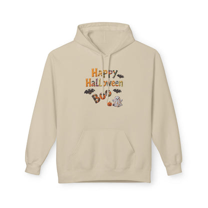 Halloween Boo Patchwork Fleece Hoodie, Unisex Sweatshirt