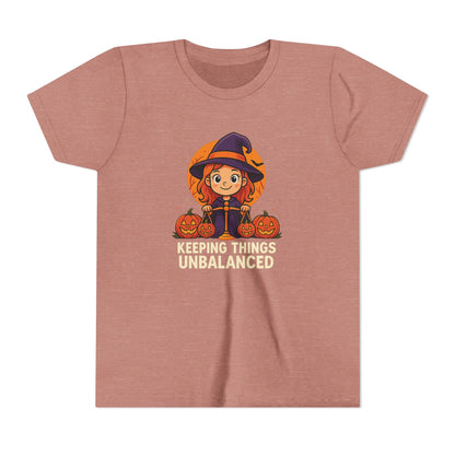 Libra Halloween Themed Youth Tee, Libra "Keeping Things Unbalanced" Design, Kids Halloween Shirt, Trick or Treat T-Shirt, Libra Zodiac Gift