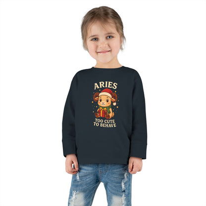 Aries Christmas-Themed Toddler Long Sleeve Tee