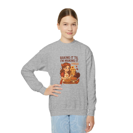 Virgo Thanksgiving-Themed Youth Crewneck Pullover Sweatshirt