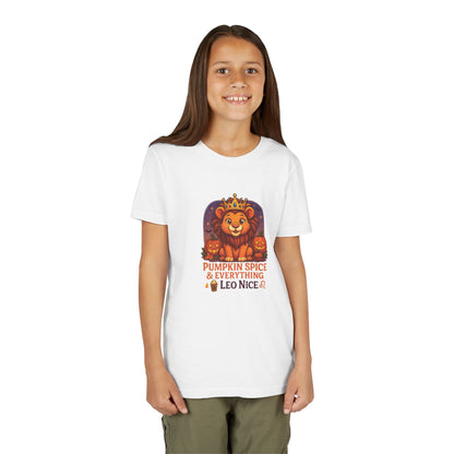 Leo Halloween Themed Youth Tee, Pumpkin Spice Leo Design, Kids Halloween Shirt, Trick or Treat T-Shirt, Halloween Tee, Zodiac Gift for her