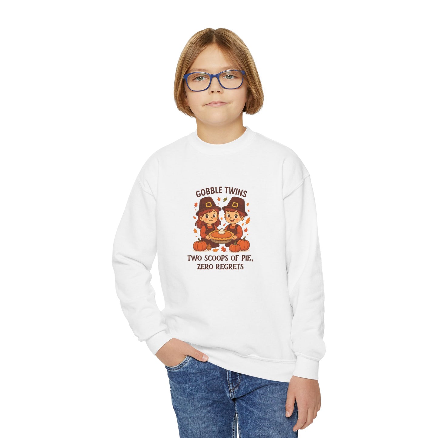 Gemini Thanksgiving-Themed Youth Crewneck Pullover Sweatshirt