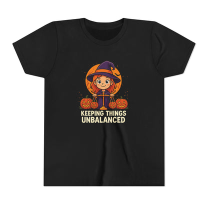 Libra Halloween Themed Youth Tee, Libra "Keeping Things Unbalanced" Design, Kids Halloween Shirt, Trick or Treat T-Shirt, Libra Zodiac Gift